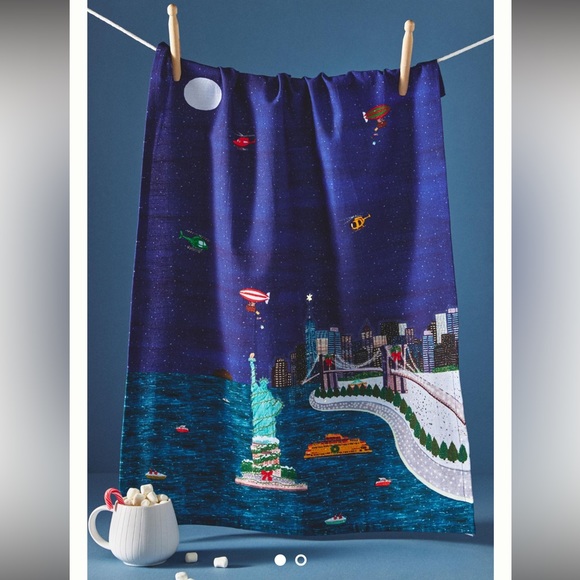 Anthropologie Holiday in the City New York Christmas Dish Towel - Picture 2 of 5